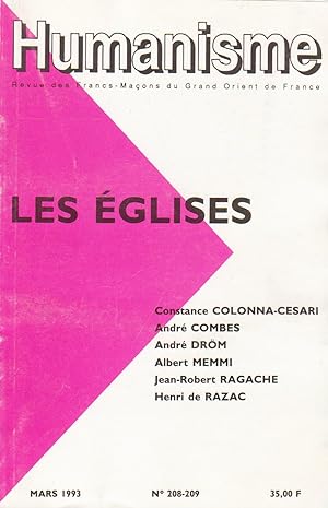 Revue "Humanisme", n°208-209 (mars 1993) : "Les Eglises" et "Colloque Renan"