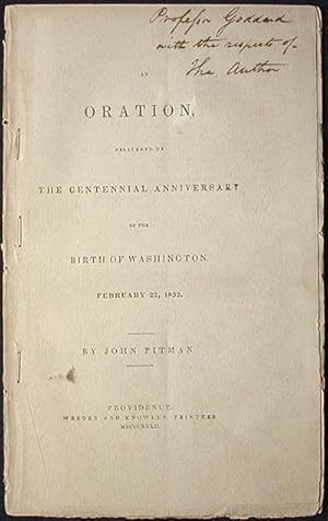 Seller image for An Oration, Delivered on the Centennial Anniversary of the Birth of Washington: February 22, 1832 for sale by Classic Books and Ephemera, IOBA