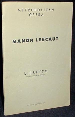 Immagine del venditore per Manon Lescaut: Opera in Four Acts [Libretto] venduto da Classic Books and Ephemera, IOBA