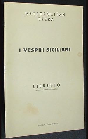 I Vespri Siciliani: Opera in Five Acts; Music by Giuseppe Verdi [Libretto]