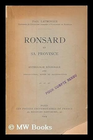 Image du vendeur pour Ronsard et sa province mis en vente par MW Books Ltd.