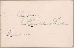 Autograph / signature of the American soprano and opera singer, Lillian Blauvelt Pendleton, dated...