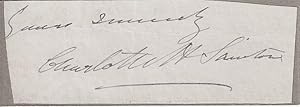 Autograph / signature of the English contralto and opera singer, Charlotte Helen Sainton-Dolby.