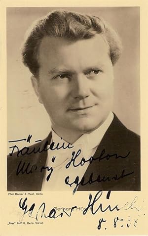 Autograph / signed photograph-postcard of the German baritone and opera singer, Gerhard Hüsch, da...