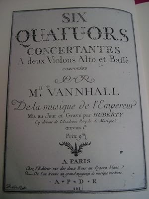 Vanhal: Six Quartets An Edition and Commentaryq