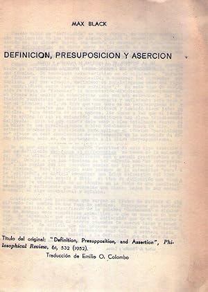 DEFINICION, PRESUPOSICION Y ASERCION. Traducción de Emilio O. Colombo