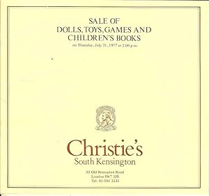 Sale of Dolls, Toys, Games, and Children's Books on Thursday, July 21, 1977 at 2.00pm