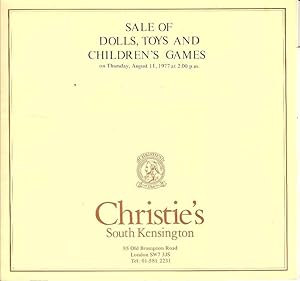 Sale of Dolls, Toys, Games, and Children's books on Thursday, August 11, 1977 at 2.00pm