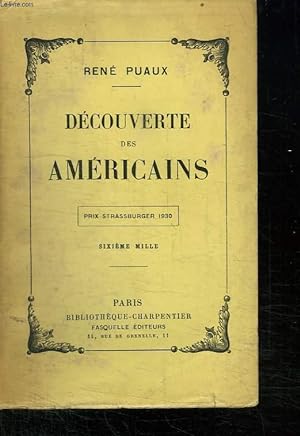 Bild des Verkufers fr DECOUVERTE DES AMERICAINS. zum Verkauf von Le-Livre