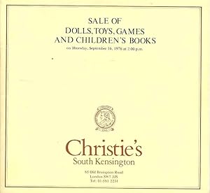 Sale of Dolls, Toys, Games, and Children's books on Thursday, September 16, 1976 at 2.00pm