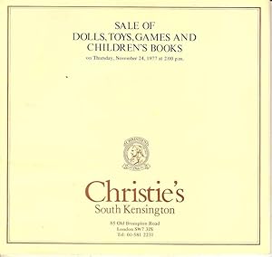 Sale of Dolls, Toys, Games, and Children's books on Thursday, November 24, 1977 at 2.00pm