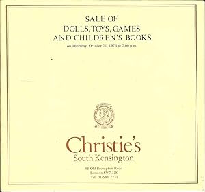 Sale of Dolls, Toys, Games, and Children's Books on Thursday, October 21, 1976 at 2.00pm