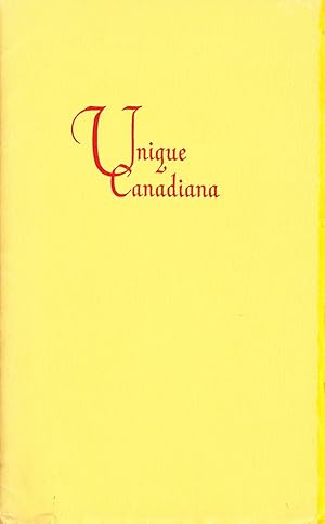 Seller image for Unique Canadiana: An Exhibition of Fifteen Canadian Rarities in the Clements Library. for sale by Abbey Books