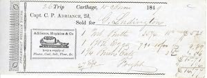 Receipt for foods transported on the Steamboat William Young (out of Newburgh, NY), Capt. C. P. A...