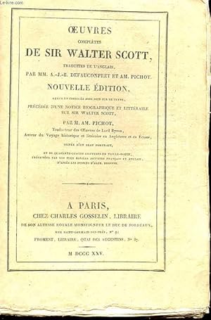 Imagen del vendedor de OEUVRES COMPLETES DE SIR WALTER SCOTT. TOME XX ET XXI. LE MONASTERE TOME 1 ET 2. NOUVELLE EDITION REVUE ET CORRIGEE AVEC SOIN SUR LE TEXTE, PRECEDEE D'UNE NOTICE BIOGRAPHIQUE ET LITTERAIRE SUR SIR WALTER SCOTT PAR M. AM. PICHOT a la venta por Le-Livre