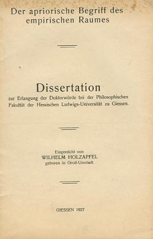 Seller image for Der apriorische Begriff des empirischen Raumes. Inaugural - Dissertation. for sale by Antiquariat Michael Eschmann
