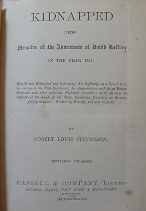 Seller image for Kidnapped: Being memoirs of the adventures of David Balfour in the year 1751 for sale by Alpha 2 Omega Books BA