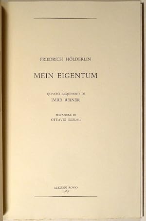 Mein Eigentum. Quindici Aqueforti di Imre Reiner. Prefazione di Ottavio Besomi. Hrsg. von Maria G...