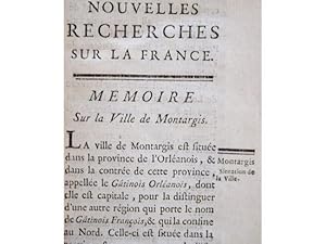 Imagen del vendedor de Nouvelles recherches sur la France, ou Recueil de mmoires historiques sur quelques provinces, villes & bourgs du royaume a la venta por Librairie Le Feu Follet