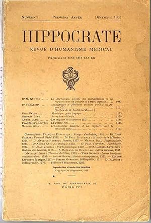 Hippocrate Revue d'humanisme médical - N° 5. Première année
