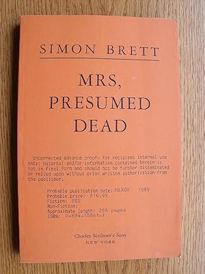 Seller image for Mrs, Presumed Dead for sale by Scene of the Crime, ABAC, IOBA