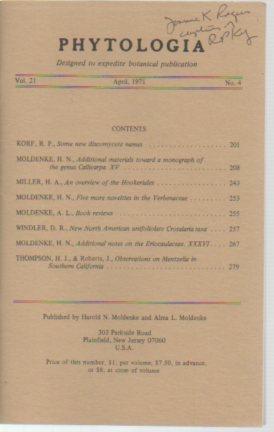 Seller image for Phytolologia 21(4) April 1971 for sale by Bookfeathers, LLC