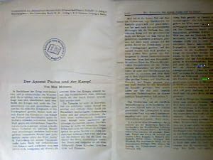 Seller image for Der Apostel Paulus und der Kampf. Sonderabdruck aus "Internationale Monatsschrift f. Wissenschaft, Kunst und Technik" 11. Jg. 9; for sale by books4less (Versandantiquariat Petra Gros GmbH & Co. KG)