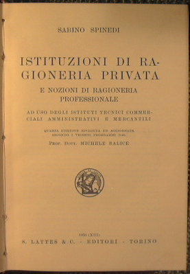 Istituzioni di ragioneria privata e nozioni di ragioneria professionale