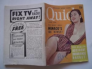 Seller image for Quick: The News Pocket Magazine! (June 1956, Vol. 2 No. 2) (News, Scandal, and Cheesecake Men's Pocket-Sized Digest Magazine) for sale by Bloomsbury Books