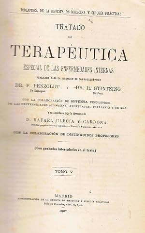 Imagen del vendedor de TRATADO DE TERAPUTICA ESPECIAL DE LAS ENFERMEDADES INTERNAS. Tomo V (de VII) a la venta por Librera Torren de Rueda