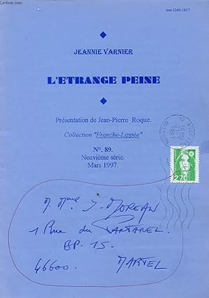 Bild des Verkufers fr L ETRANGE PEINE zum Verkauf von Le-Livre