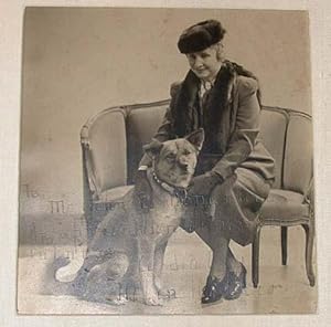 Original Photograph of Helen Keller with her Akita pure bred, "Go-Go," Inscribed