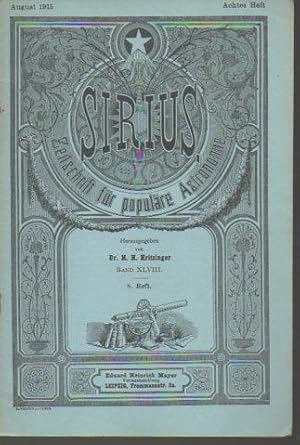 Imagen del vendedor de Sirius: Zeitschrift fur populare Astronomie. Band XLVIII (8) August 1915 a la venta por Bookfeathers, LLC