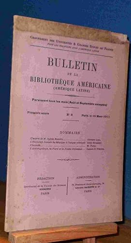 Seller image for BULLETIN DE LA BIBLIOTHEQUE AMERICAINE - No 8 - 15 MARS 1911 for sale by Livres 113
