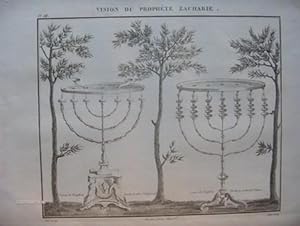 Gravure XIXe siècle par Adam : Vision du Prophète Zacharie selon Villalpand. et selon le P. Lami ...