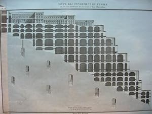 Gravure XIXe siècle par Adam : Coupe des Fondements du Temple où l'on voit l'intérieur de ses Cav...