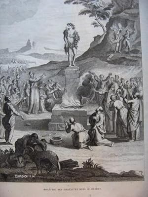 Gravure XIXe siècle : Idolâtrie des Israëlites dans le désert. PHOTO disponible sur demande (La z...