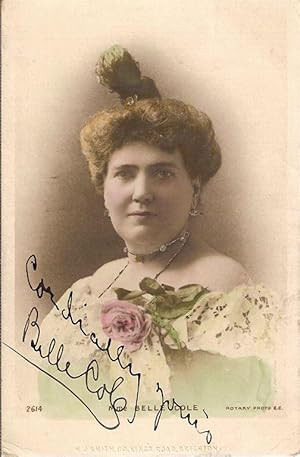 Autograph / signed photograph-postcard of the American contralto and opera singer, Belle Cole.