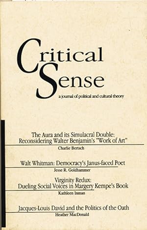 Critical Sense: A Journal of Political and Cultural Theory (Vol 4, Number 2, Fall 1996)