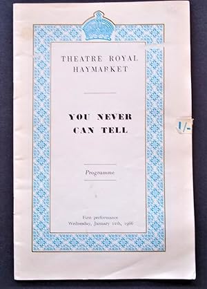 Imagen del vendedor de You Never Can Tell (Theatre Programme Program): Theatre Royal Haymarket, First Performance Wednesday, January 12th, 1966 a la venta por Bloomsbury Books