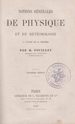 Bild des Verkufers fr Notions gnrales de Physique et de Mtorologie a l' usage de la jeunesse. Avertissement de l' auteur. zum Verkauf von Antiquariat Carl Wegner