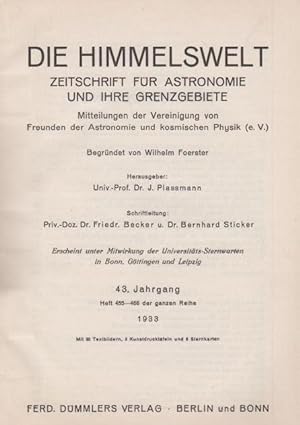 Die Himmelswelt. Zeitschrift für Astronomie und ihre Grenzgebiete. Mitteilungen der Vereinigung v...