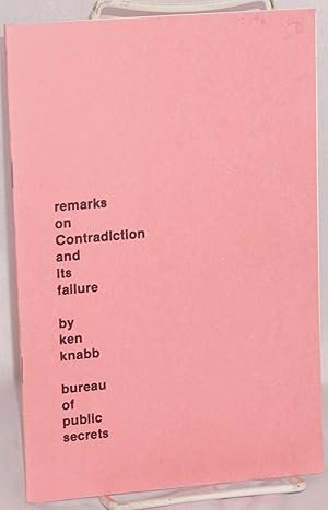 Imagen del vendedor de Remarks on contradiction and its failure a la venta por Bolerium Books Inc.