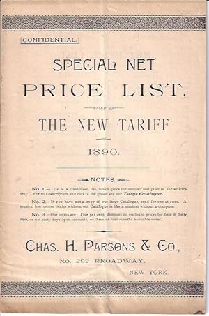 Seller image for Chas. H. Parsons & Co. Special Net Price List :The New Tariff, 1890 for sale by The Ridge Books