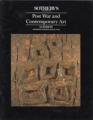 Bild des Verkufers fr Post War and Contemporary Art. London. Thursday 19th May 1988 zum Verkauf von Kaaterskill Books, ABAA/ILAB