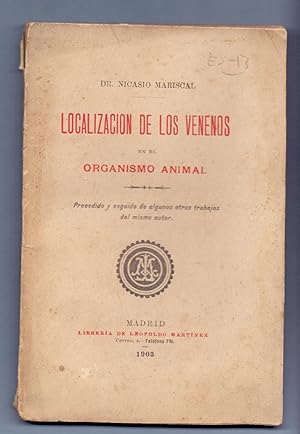 Bild des Verkufers fr LOCALIZACION DE LOS VENENOS EN EL REINO ANIMAL zum Verkauf von Libreria 7 Soles
