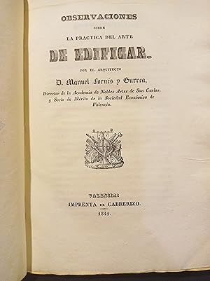 Imagen del vendedor de Observaciones sobre la Prctica del Arte de Edificar. a la venta por Llibreria Antiquria Casals