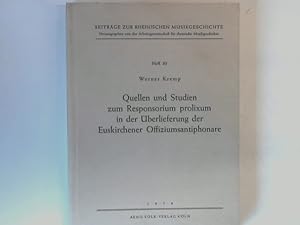 Bild des Verkufers fr Quellen und Studien zum Responsorium prolixum in der berlieferung der Euskirchener Offiziumsantiphonare. Beitrge zur Rheinischen Musikgeschichte Heft 30 zum Verkauf von books4less (Versandantiquariat Petra Gros GmbH & Co. KG)