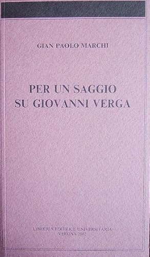 Bild des Verkufers fr Per un saggio su Giovanni Verga zum Verkauf von Antiquariat Blschke