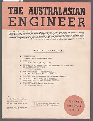 Seller image for The Australiasian Engineer : February 1944 for sale by Laura Books